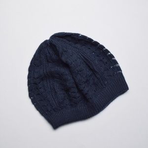 NWOT Charlotte Russe Navy Knitted Slouch Beanie